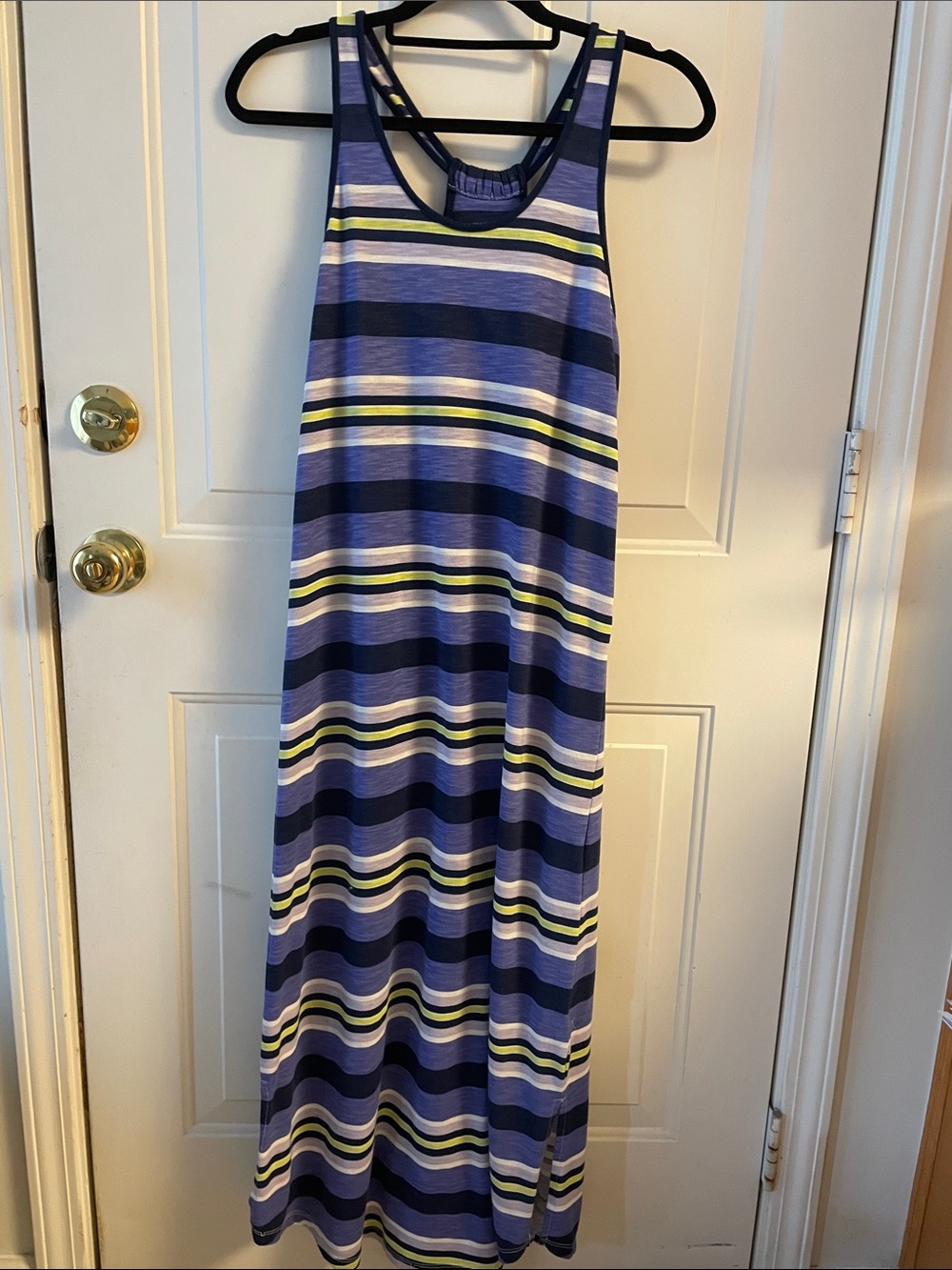 Striped Racerback Maxi Dress in Blue and Navy Resort Beach Summer SP